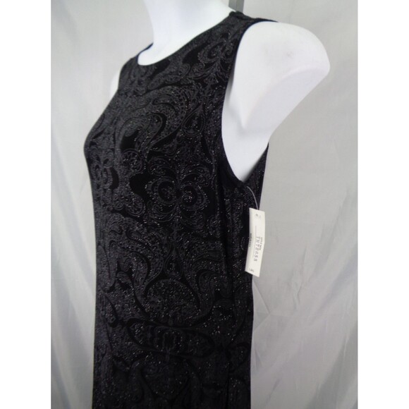 Softwear by Mark Singer Black Shimmer Dress Large Stretch Sleeveless Slit New - Picture 5 of 11